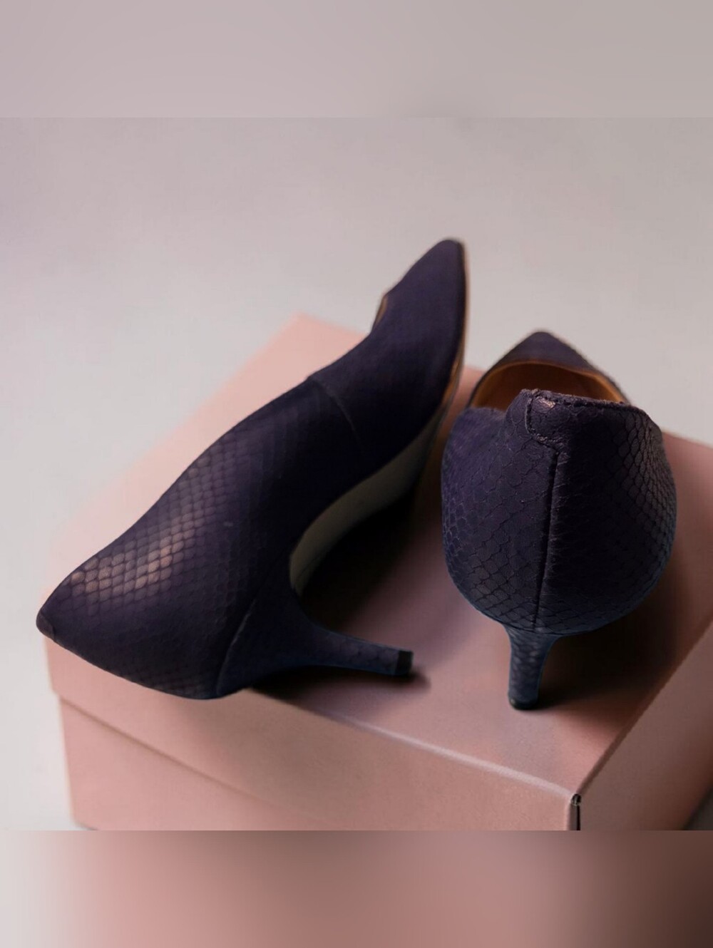 Nine West Navy Pointed-Toe Textured Pumps - Picture 9 of 9